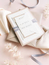 3 Tier Classic Wedding Invitation Suite With Monogram Tag & Ribbon Tie
