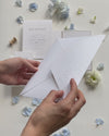 Pearl Detailed Embossed Pocket Fold Invitation Suite with Reception & Rsvp