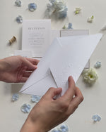 Pearl Detailed Embossed Pocket Fold Invitation Suite with Reception & Rsvp
