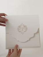 Regal Square Invitation with Rose Gold Foil Monogram & Belly Band Pocket Suite