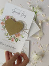 Blush Pink & Gold Geometric Heart Acrylic Mirror Magnet Save the Date Card