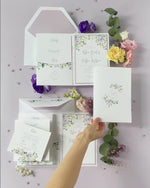 Lavender Purple Pocketstyle Wedding Invitation with 3 Cards and Real Foil