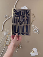 Golden Art Deco Great Gatsby Laser Cut Gatefold Menu