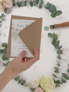 Green Watercolour Leaf Rustic Wedding Evening Invitation