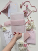 Wedding Vellum Suite with Rose Gold Foil, RSVP Card & Monogramed Envelope