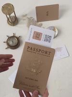 Premium Nude Leather Passport Invitations with Gold Foil & Personal Engraving
