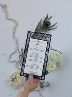 Luxury Glittering Art Deco 20s Gatsby Gate Laser cut Frame Through Menu