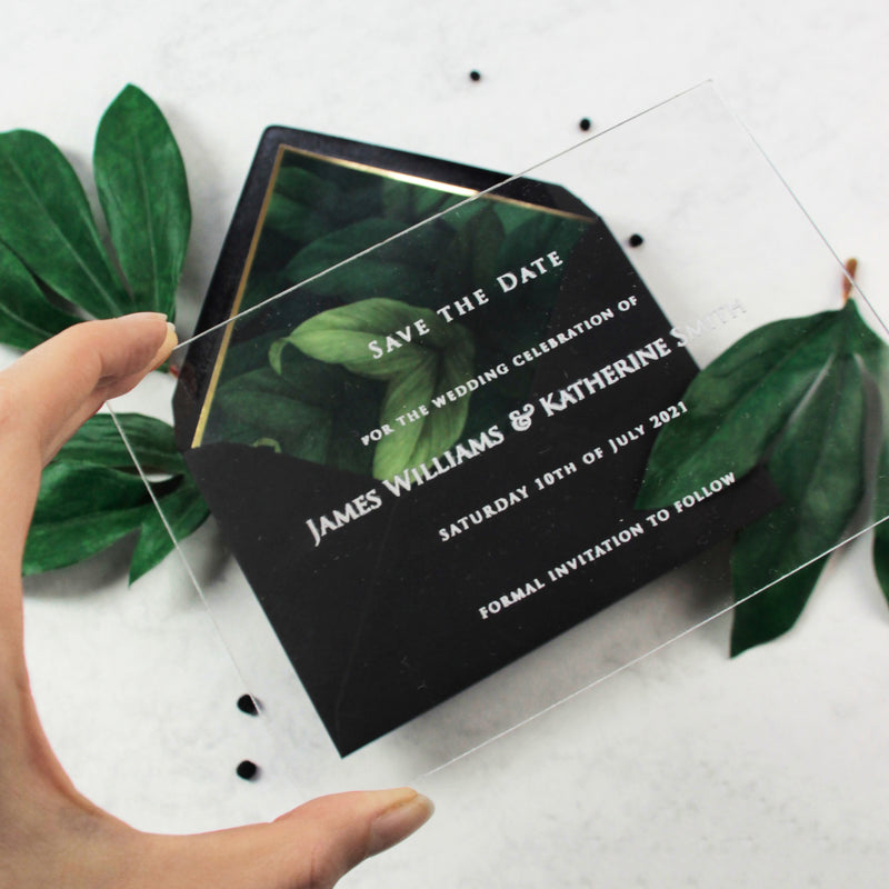 Acrylic Classic yet Timeless Save the Date  Names Perspex See Through Plexi - Engraved