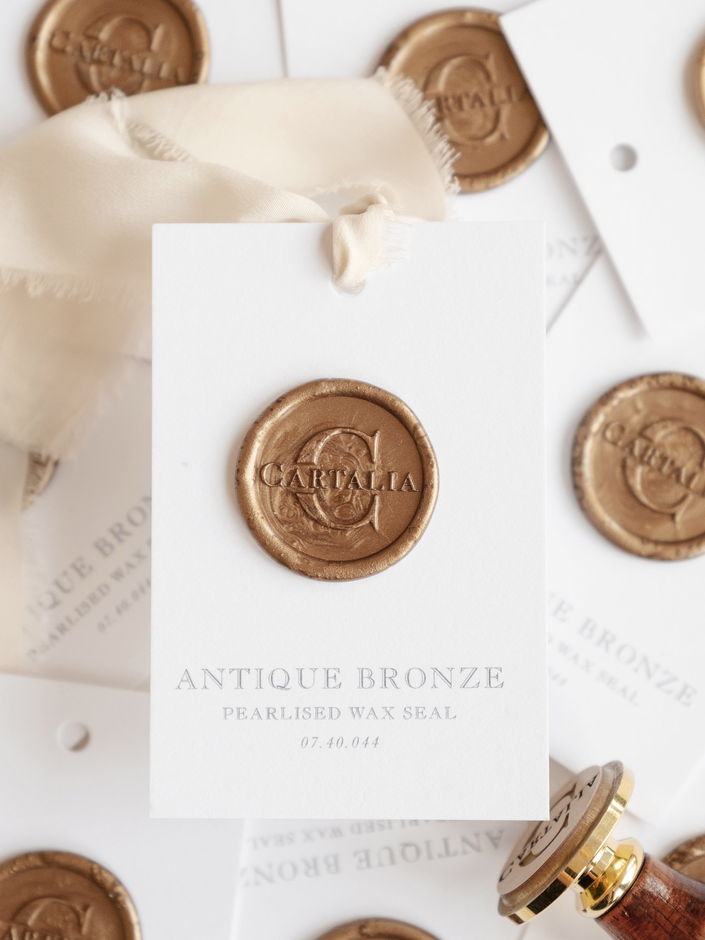 Monogram Date Antique Gold Wax Seal Sticker