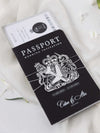 Black Luxury  Passport Wedding Invitation with Bow & Gold Glitter, Real Foil