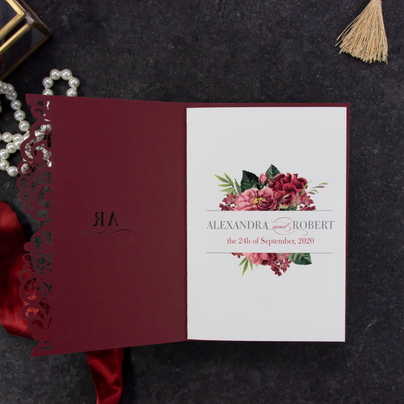 Bordeaux laser cut Order of Service