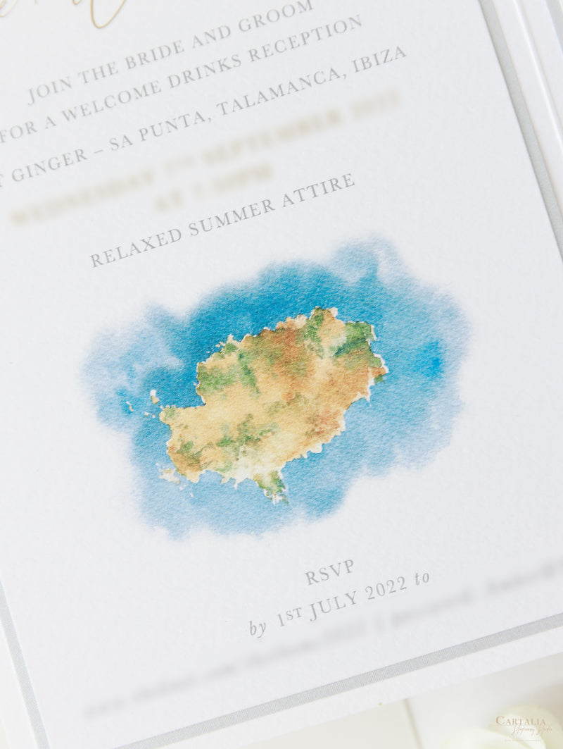 Bolsillo de acuarela IBIZA Beach &amp; Destination | Comisión A&amp;S a medida