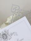 Silver Laser Cut and Glitter Lace Pocketfold Wedding Invitation + Envelope