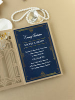 Golden Art Deco Great Gatsby Laser Cut Gatefold Wedding Evening Invitation