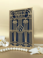 Golden Art Deco Great Gatsby Laser Cut Gatefold Menu / Order of Service