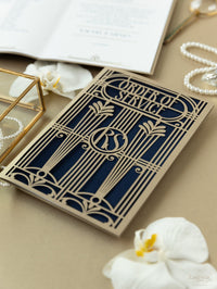 Golden Art Deco Great Gatsby Laser Cut Gatefold Menu / Order of Service