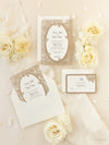 Elegant Laser Cut Roses Wedding Day Invitation in Old Gold