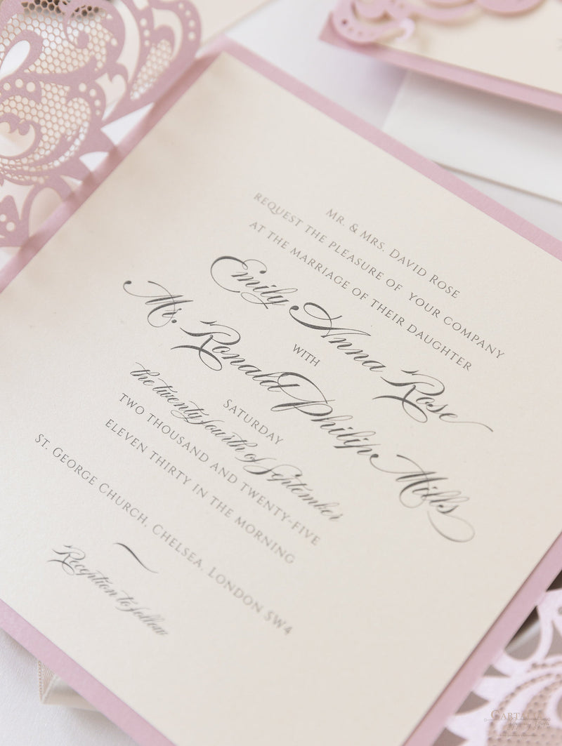 The Blush and Cream Collection Gatefold Luxury Set with RSVP included.