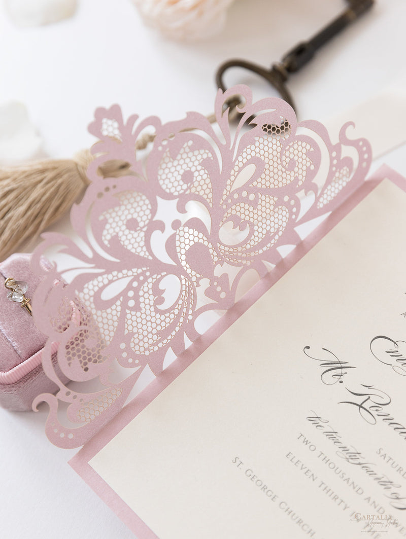 The Blush and Cream Collection Gatefold Luxury Set with RSVP included.