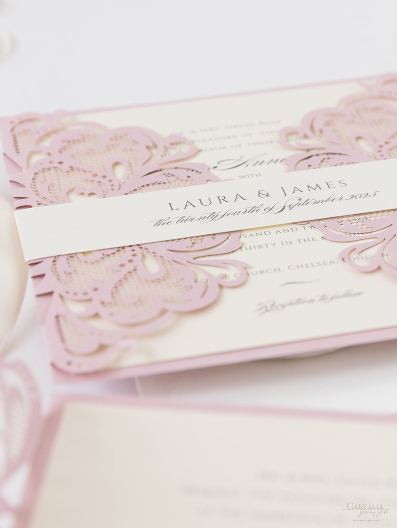 The Blush and Cream Collection Gatefold Luxury Set with RSVP included.