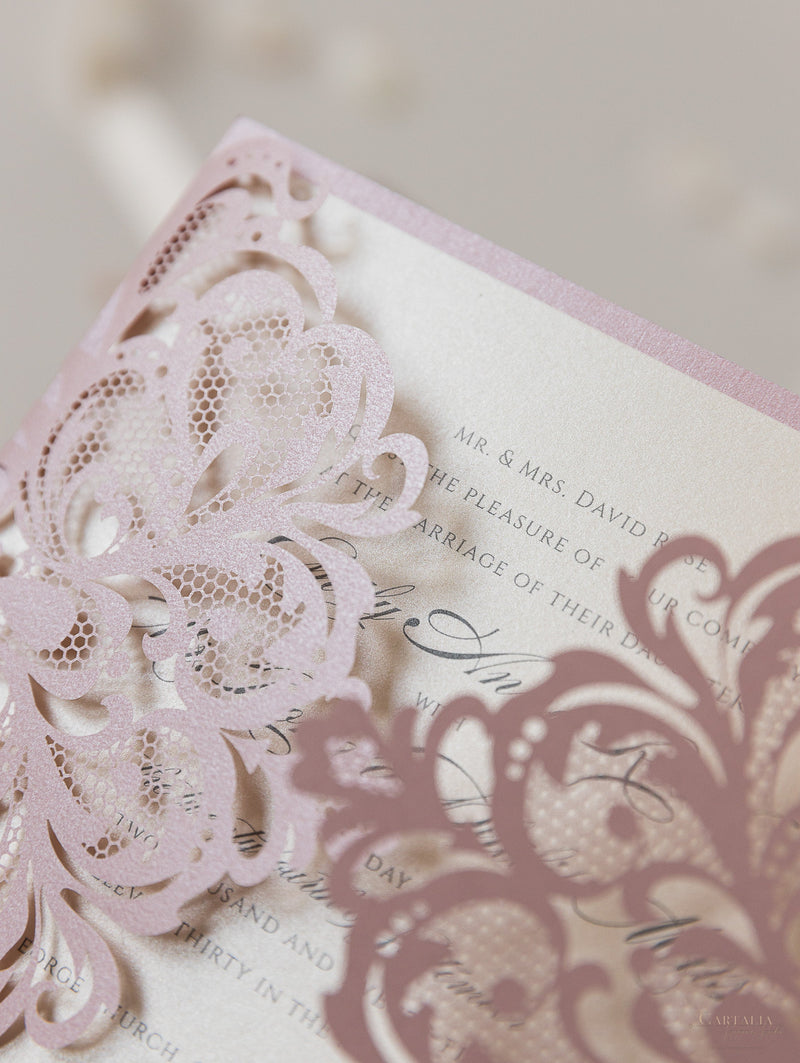 The Blush and Cream Collection Gatefold Luxury Set with RSVP included.