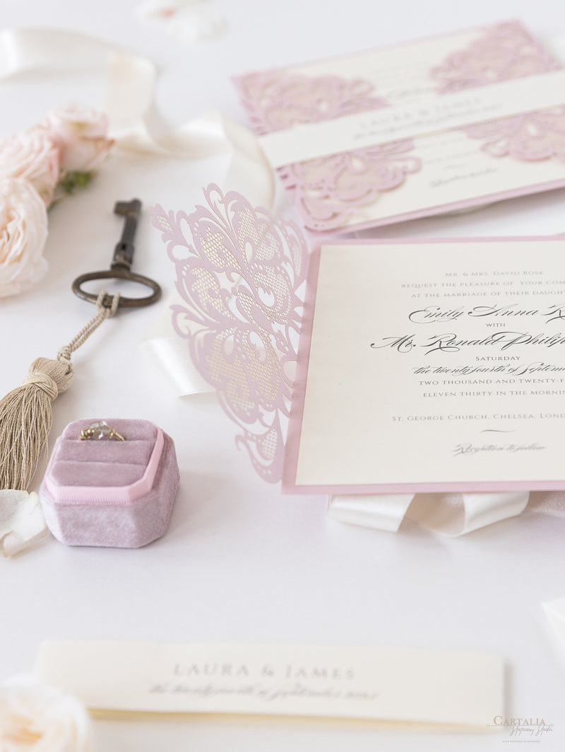 The Blush and Cream Collection Gatefold Luxury Set with RSVP included.