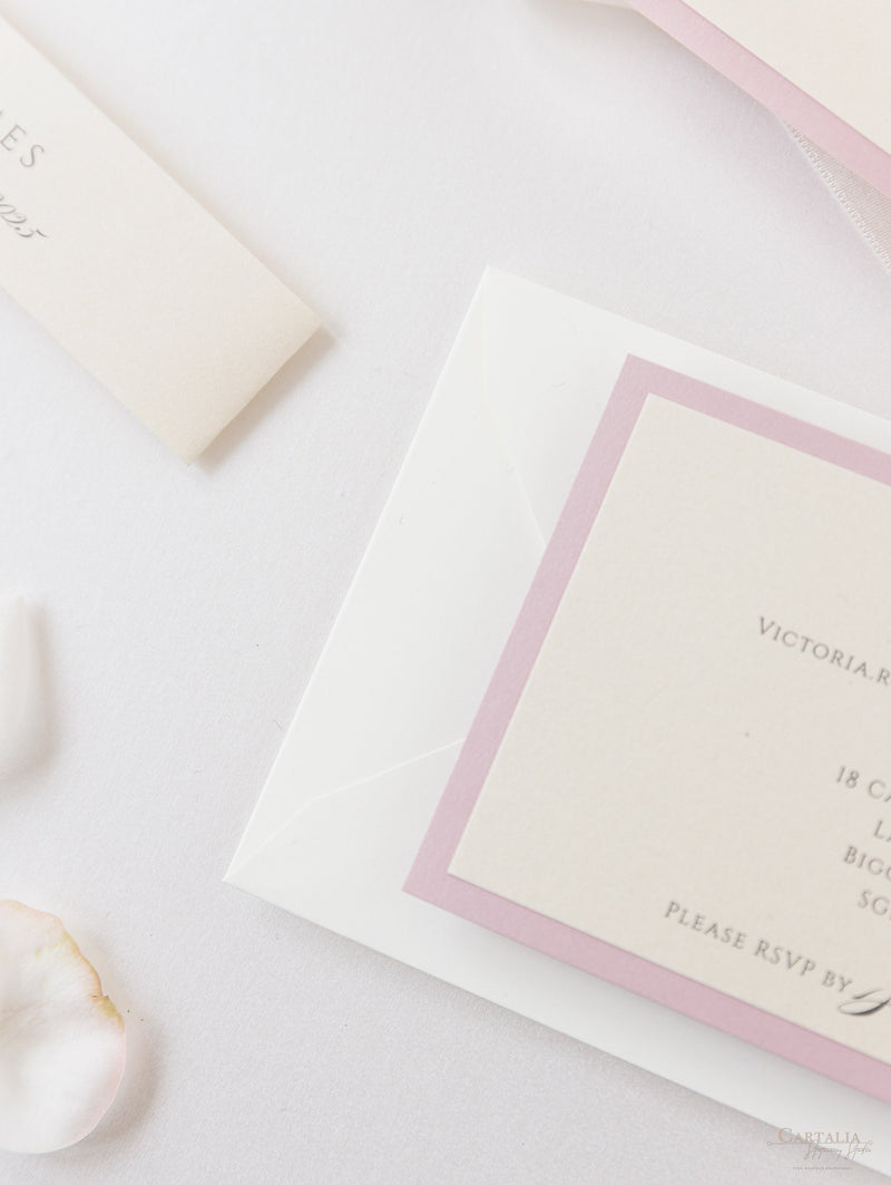 The Blush and Cream Collection Gatefold Luxury Set with RSVP included.