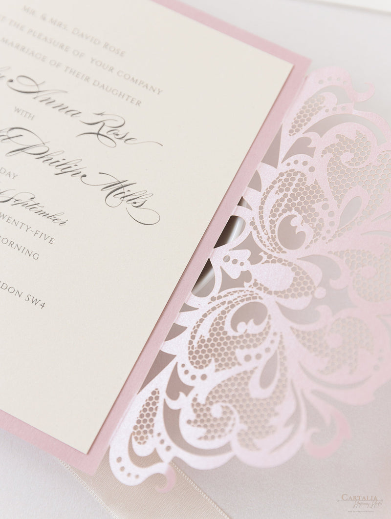 The Blush and Cream Collection Gatefold Luxury Set with RSVP included.