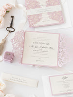 The Blush and Cream Collection Gatefold Luxury Set with RSVP included.
