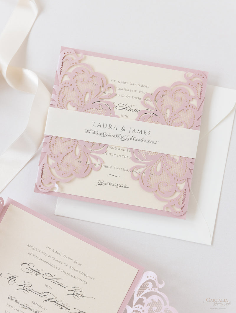 The Blush and Cream Collection Gatefold Luxury Set with RSVP included.