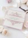 Laser Cut Blush and Cream Belly Band Matching Evening Card