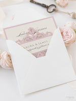 Laser Cut Blush and Cream Belly Band Matching Evening Card