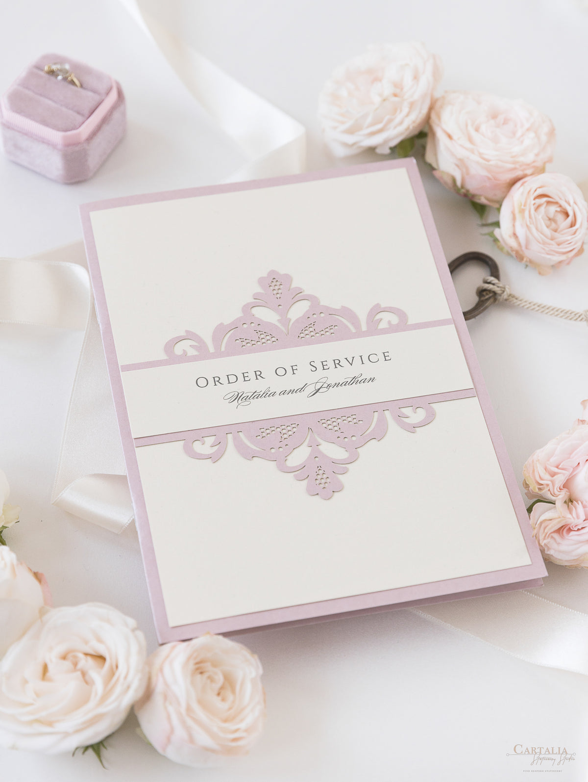 Blush and Cream Luxury Laser cut Order of Service / Menu