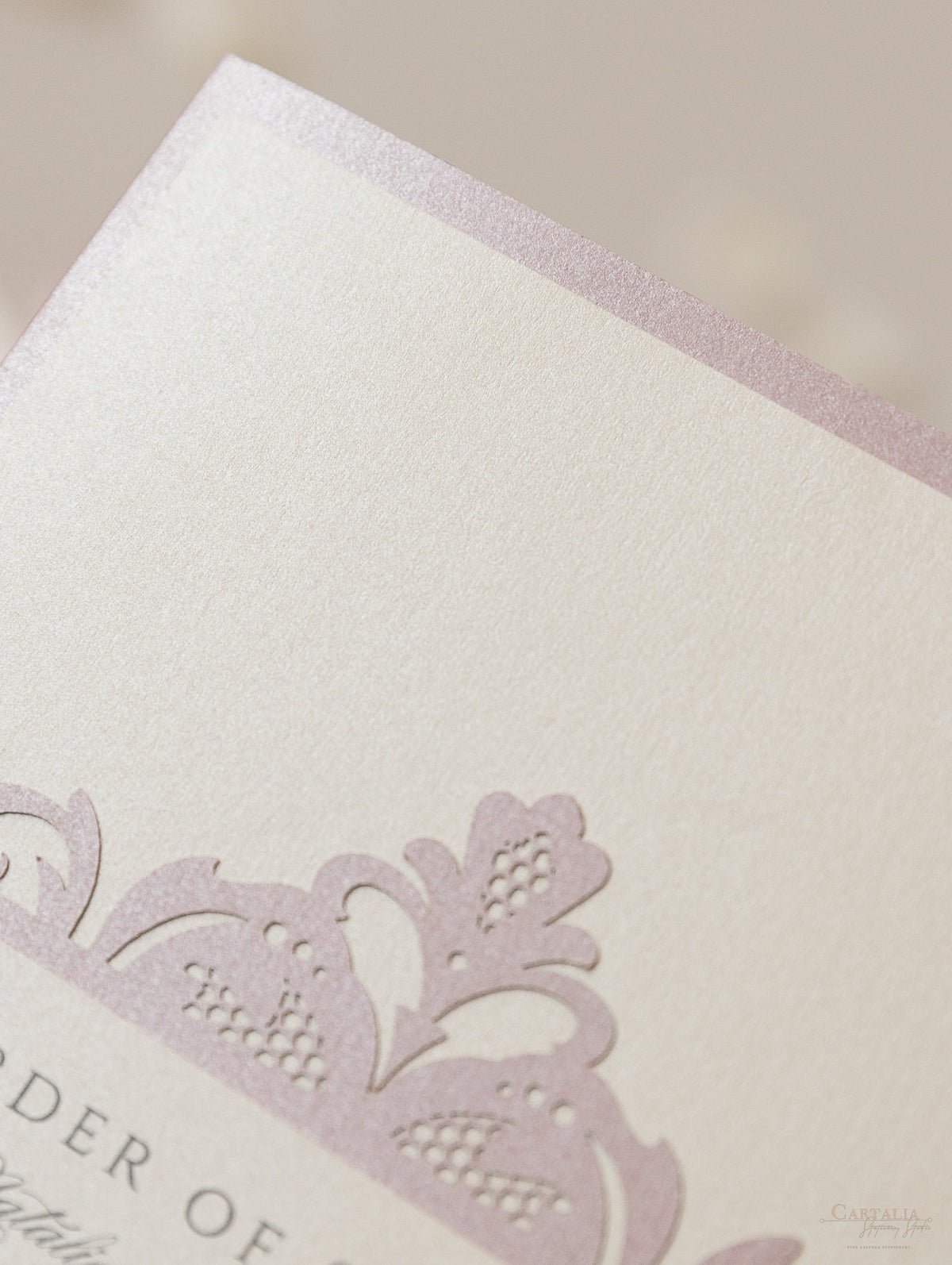 Blush and Cream Luxury Laser cut Order of Service / Menu