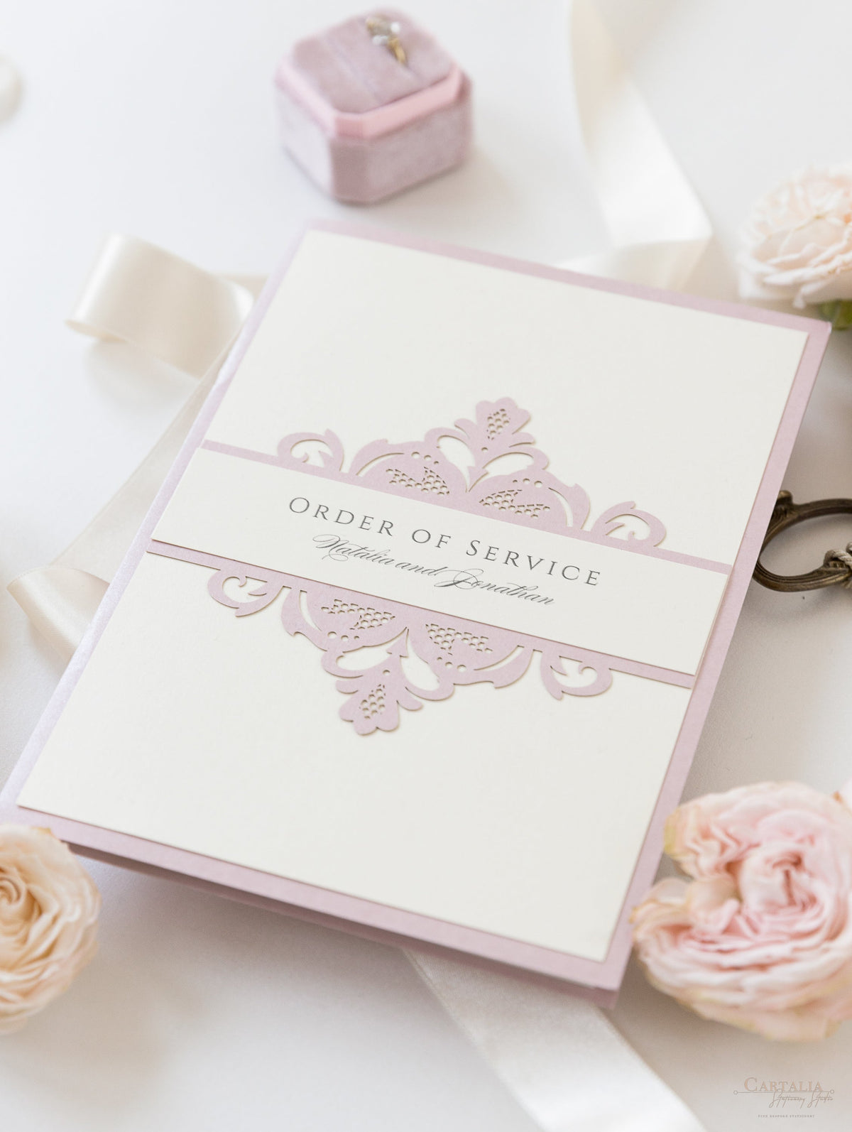 Blush and Cream Luxury Laser cut Order of Service / Menu