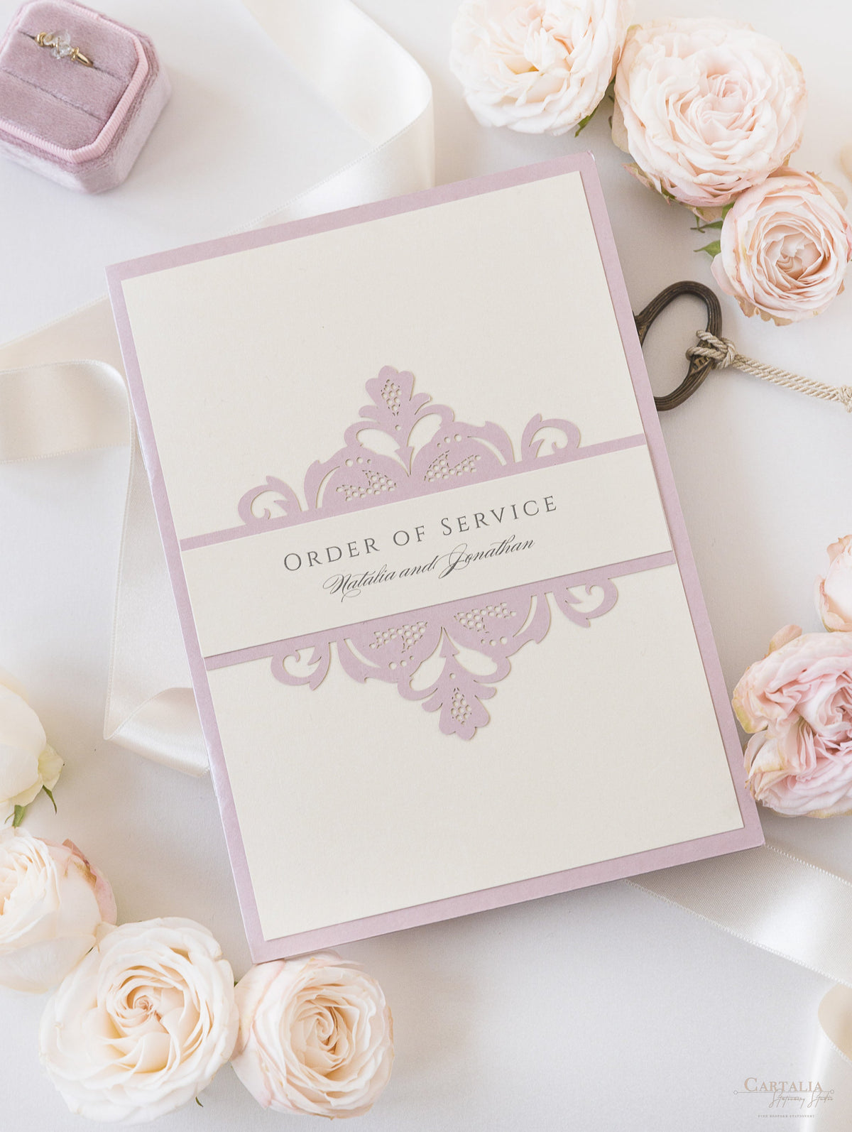 Blush and Cream Luxury Laser cut Order of Service / Menu