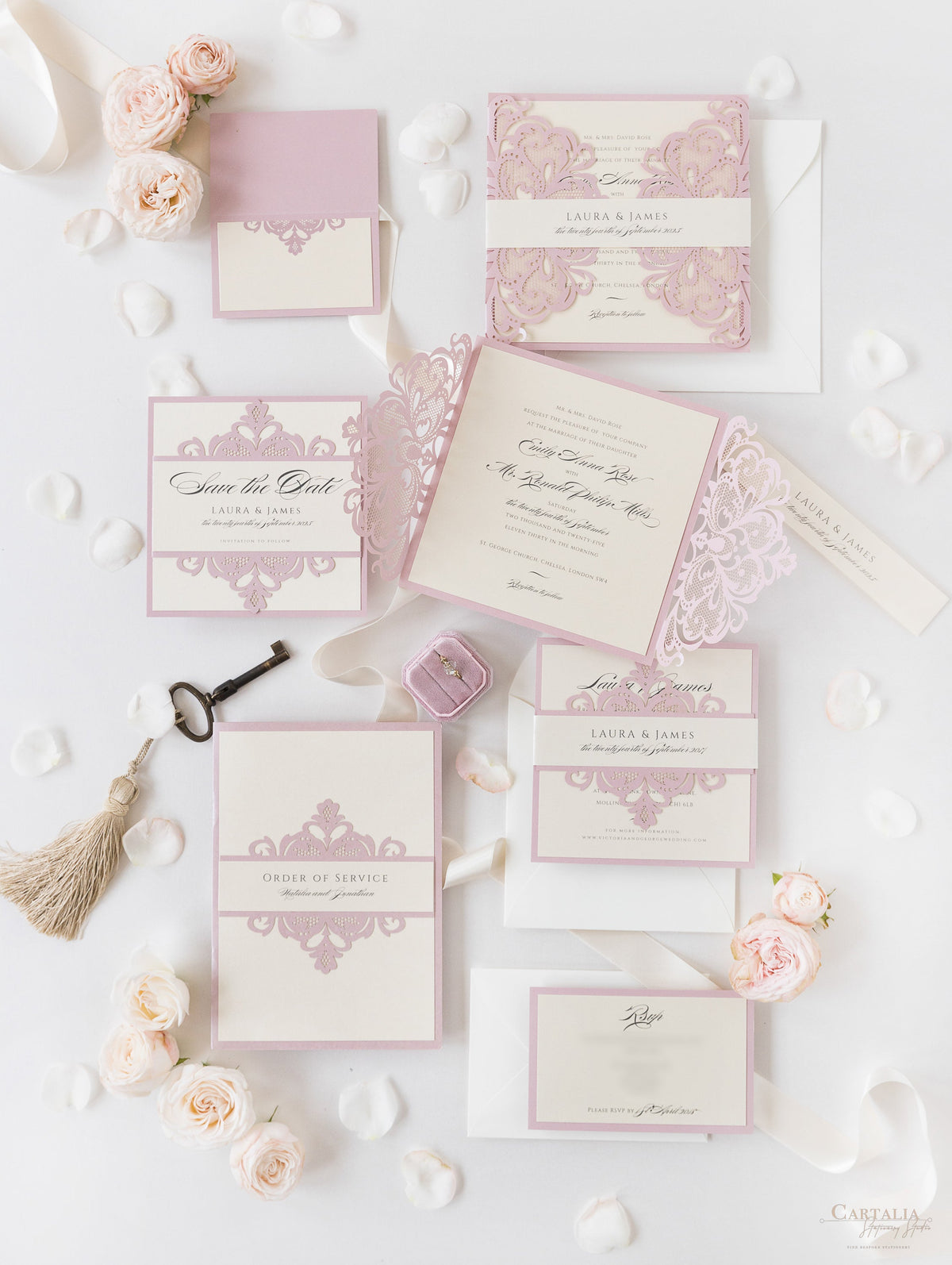 Blush and Cream Collection Laser cut Save the Date Wedding Card