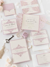 Blush and Cream Luxury Laser cut Order of Service / Menu