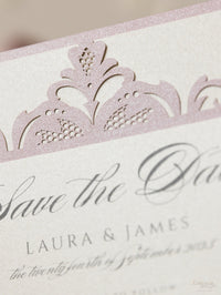 Blush and Cream Collection Laser cut Save the Date Wedding Card