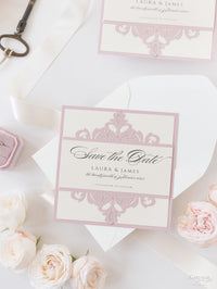 Blush and Cream Collection Laser cut Save the Date Wedding Card