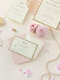 Dusty Pink Opulence Ribbon Tie Glitter Board Gatefold