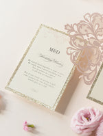Dusty Pink Opulence Ribbon Tie Glitter Board Gatefold