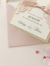 Rose Pink Opulence Luxury Gatefold Save the Date with Gold Glitter and Envelope