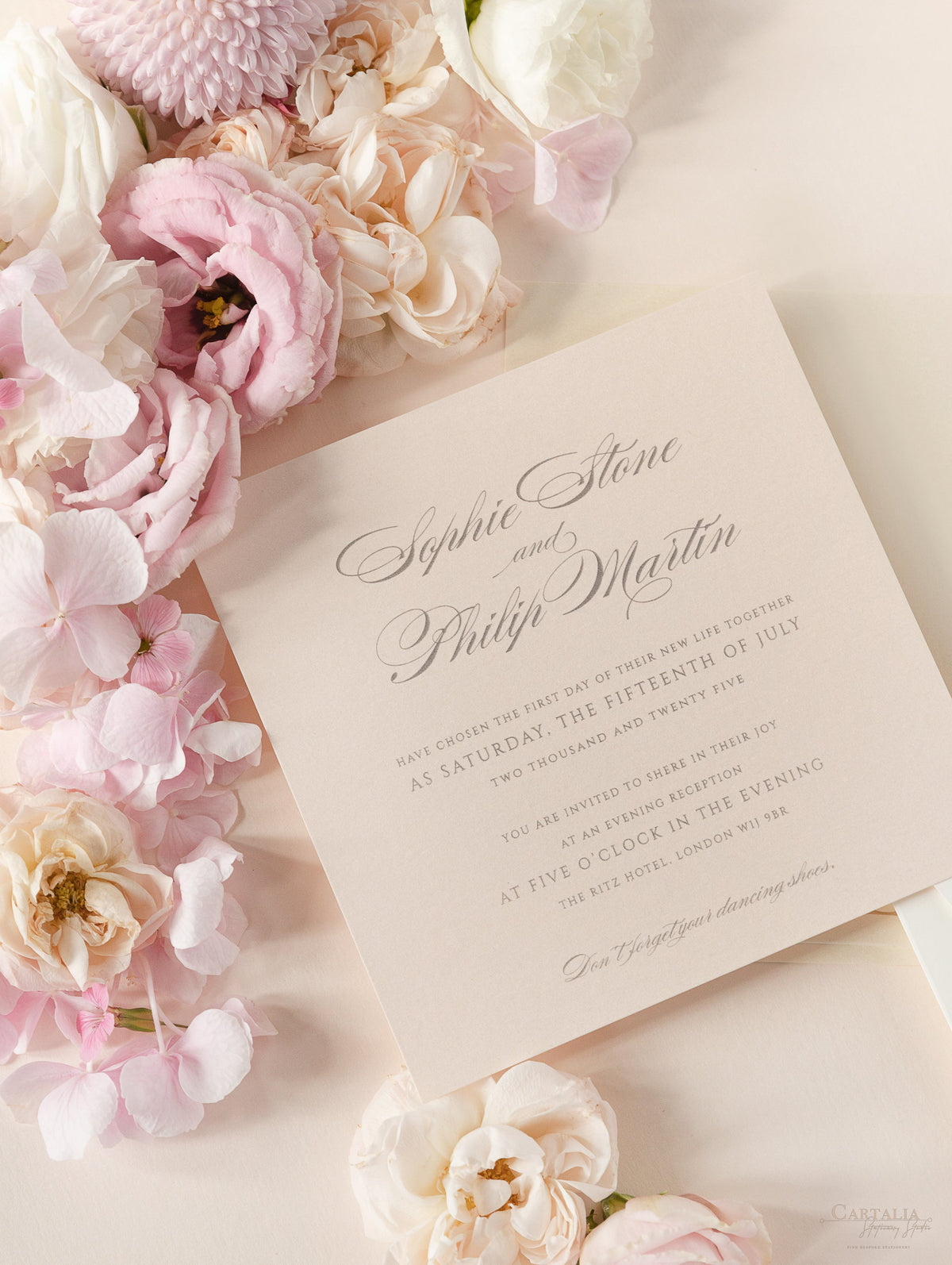 Invitación de boda con bolsillo de encaje cortado con láser color champán - Invitación de noche