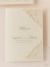 Champagne Laser Cut Lace Pocketfold Menu / Order of Service