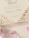 Champagne Laser Cut Lace Save the Date with Envelope