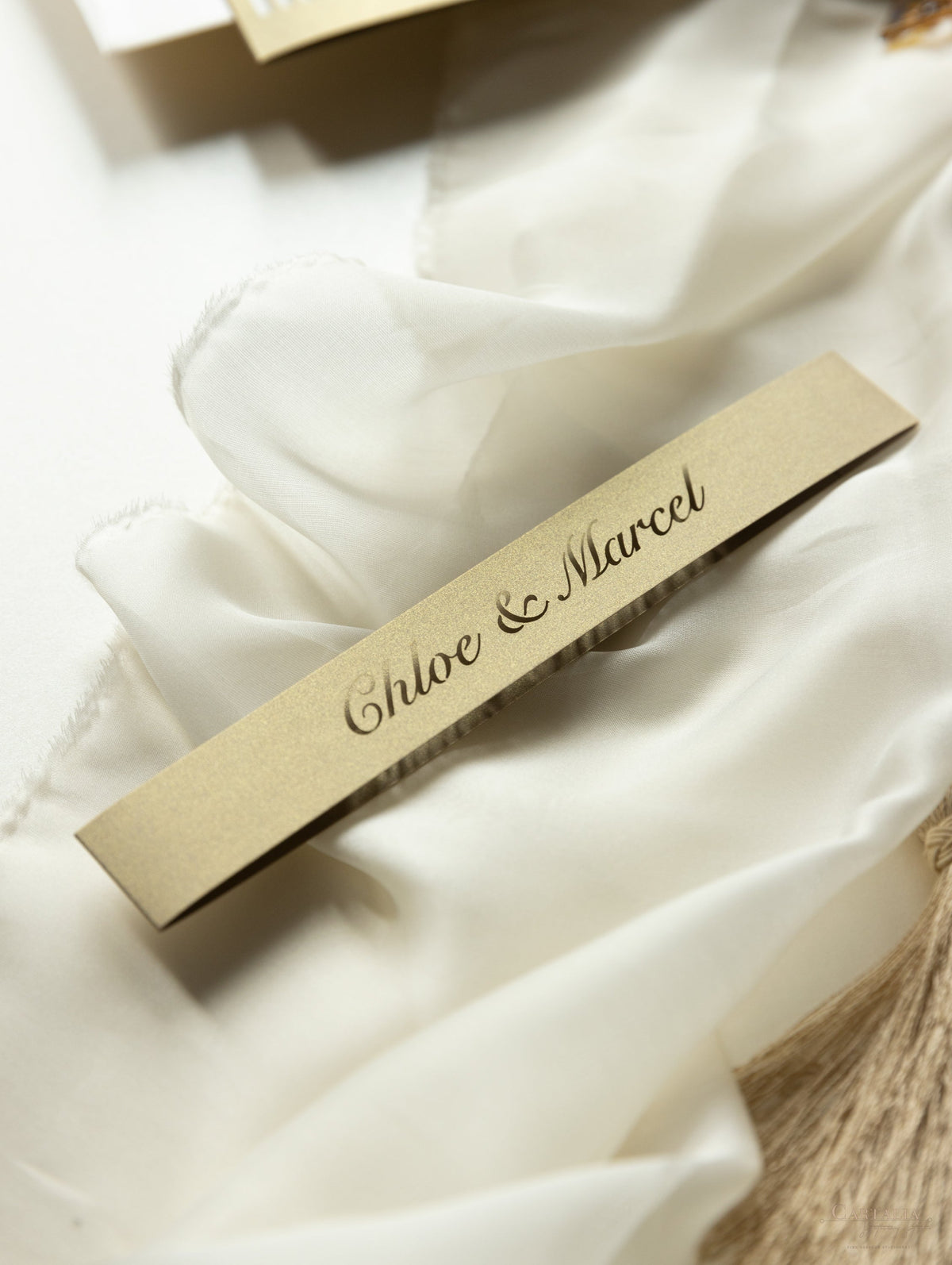 Romantic Ornamental Gate Laser Cut Wedding Invitation Set with RSVP and Personalised Belly Band