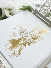 Your Own Venue Ornamental Gate Laser Cut  Foiled Venue Wedding Invitation.