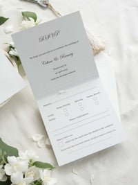 Rsvp Cards with Ornamental Laser Cut Detail & Gold Foil