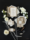 Golden Hollywood Lasercut Gate, Great Gatsby Wedding Invitation with Belly Band Monogram